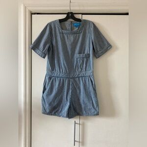 NWOT - M.i.h. Jeans Blue Striped Short Sleeve Romper
